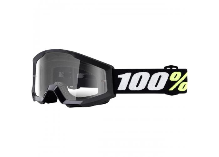 Ochelari copii ATV/cross 100%  Strata Mini Grom Black, sticla clara