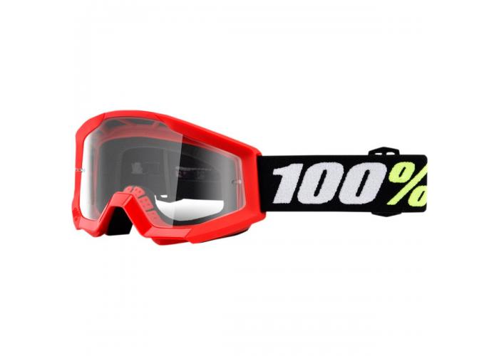 Ochelari copii ATV/cross 100%  Strata Mini Grom Red, sticla clara