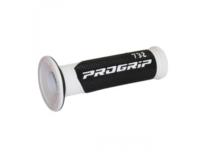 Mansoane scooter Progrip 732- capat inchis; ghidon 22mm;  L 125mm Culoare Negru/Alb