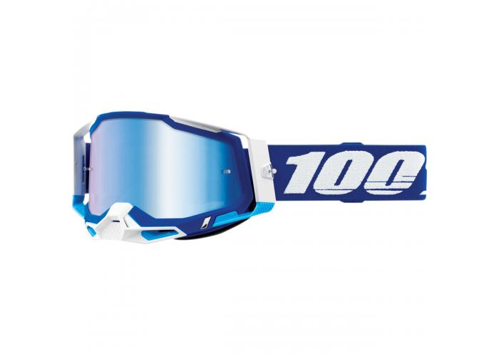 Ochelari cross/atv 100% Racecraft 2 Blue lentila oglinda albastra culoare rama albastru/alb