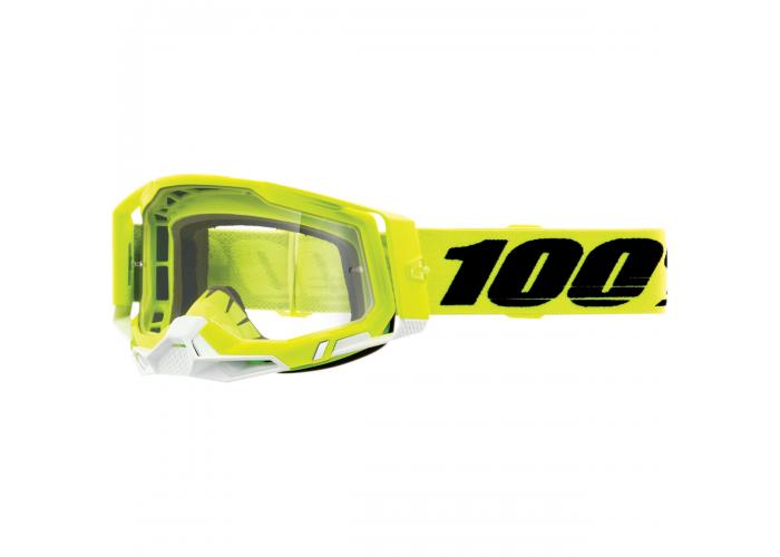 Ochelari cross/atv 100% Racecraft 2 Yellow  lentila clara culoare rama verde/alb