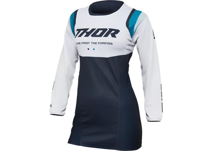 Tricou atv/cross dama Thor Pulse Racewear Rev, culoare alb/albastru, marime S