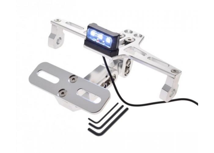 Suport numar + lampa, pentru moto & atv, aluminiu, culoare argintiu, universal