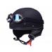 Casca moto Brain Cap cu ochelari, din imitatie piele, marime S, culoare negru mat