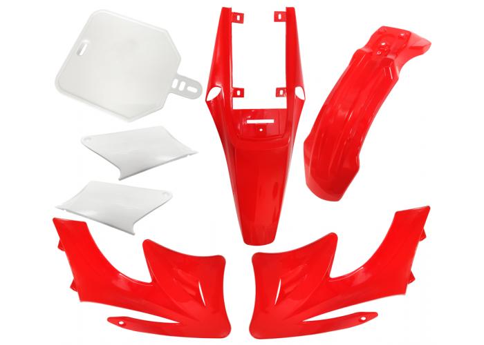 Set plasticuri MiniCross 125cc, culoare rosu/alb