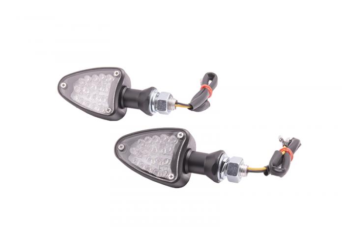 Set semanlizari moto, MRT-015, LED, negru metallic, E-mark