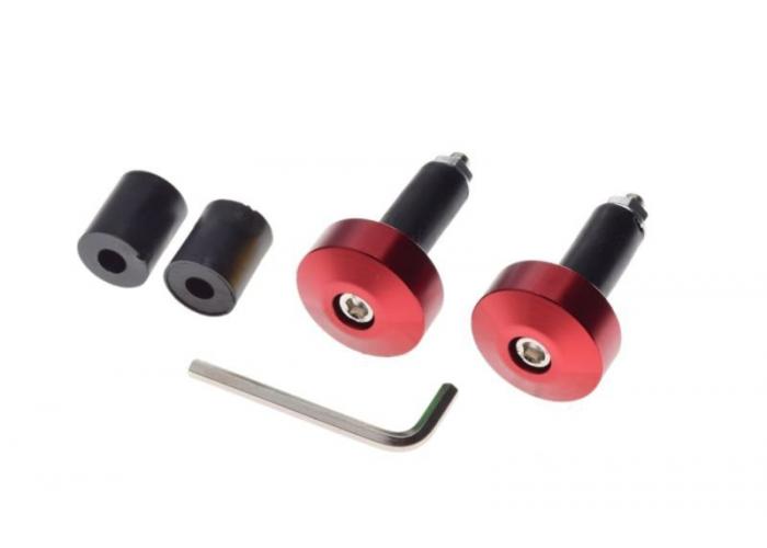 Set 2 capeti ghidon drepti, pentru motociclete, culoare rosu, diametru cauciuc 13mm