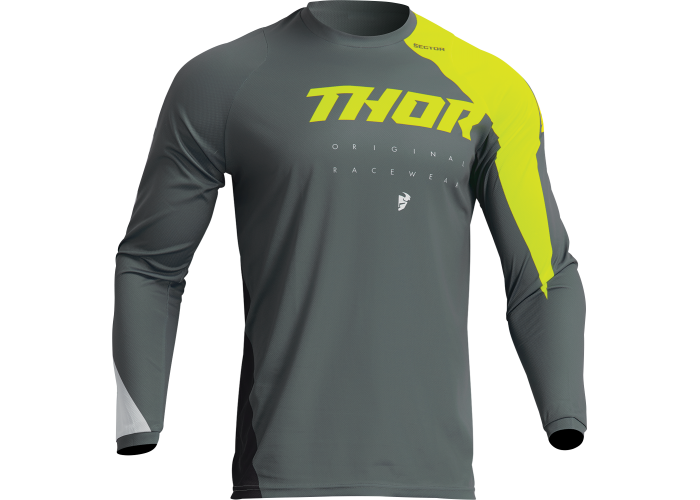 Tricou motocross/enduro Thor Sector Edge, culoare gri/verde, marime 4XL