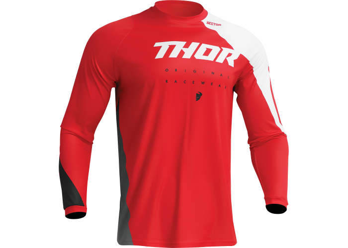 Tricou motocross/enduro Thor Sector Edge, culoare rosu/alb, marime L