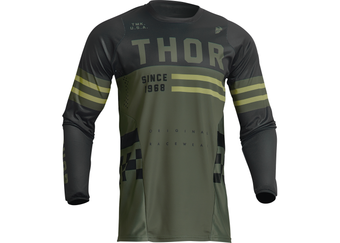 Tricou motocross/enduro Thor Pulse Combat, culoare army/negru, marime XL