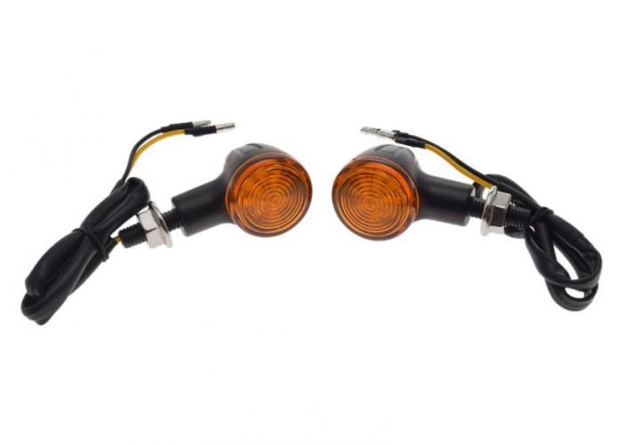 Set 2 semnalizari cu LED, tip Harley, cu diode, carcasa din metal, culoare negru