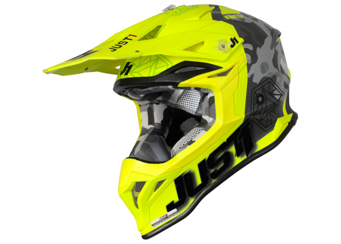 Casca motocross/atv JUST1 J39 Kinetic Camo, culoare gri/fluo mat, marime M