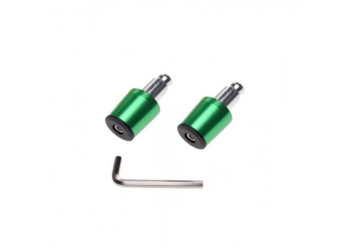 Set 2 capeti ghidon conici moto din metal, pentru motociclete, culoare verde, diametru 17.7mm