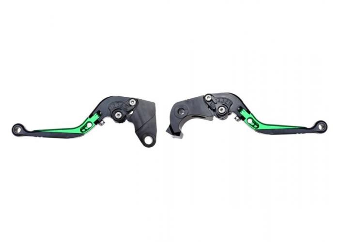 Set manete frana si ambreiaj reglabile Kawasaki ZX6R 07-16/ZX10R 06-15/Z1000SX 11-16/Z1000 07-16, culoare verde