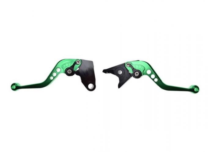 Set 2 manete frana si ambreiaj reglabile Kawasaki ZX6R/ZX10R/ZX12R/Z1000/Versys, culoare verde