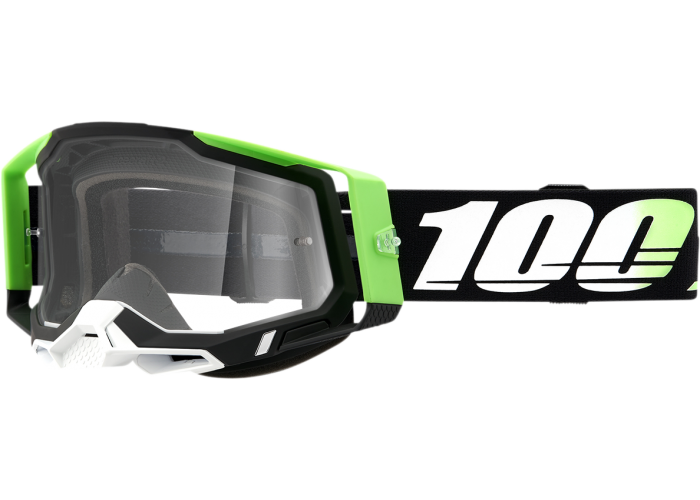 Ochelari cross/atv 100% Racecraft 2 Kalkuta, lentila transparenta, culoare rama negru/verde