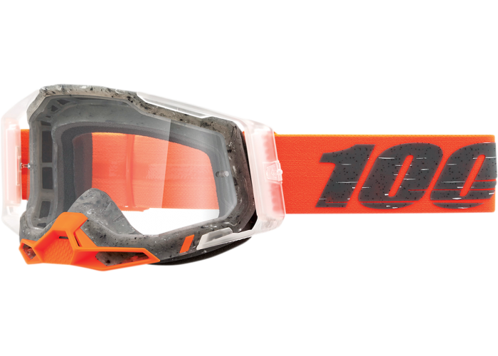 Ochelari cross/atv 100% Racecraft 2 Schrute, lentila transparenta, culoare rama portocaliu/transparent