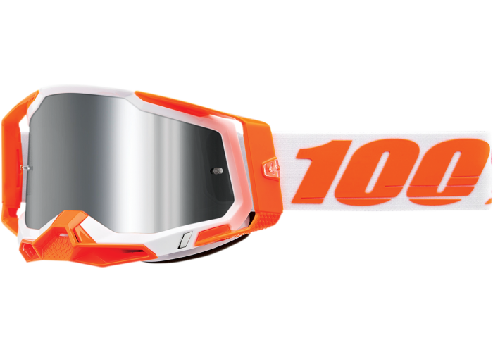 Ochelari cross/atv 100% Racecraft 2 OR, lentila oglinda, culoare rama portocaliu/alb