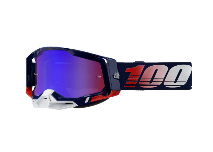 Ochelari cross/atv 100% Racecraft 2 Rpblc, lentila oglinda, culoare rama negru/rosu