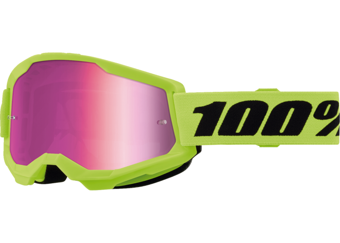 Ochelari cross/atv 100% Strata 2 Junior Neon, lentila oglinda, culoare rama galben neon