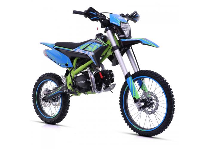 Motocicleta Enduro/Cross Asix Lizzard 125cc, 4T, roti 17"/14", 4 viteze, pornire electromotor, culoare albastru/lime