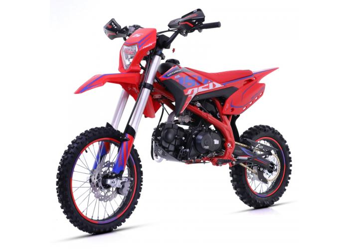 Motocicleta Enduro/Cross Asix Lizzard 125cc, 4T, roti 17"/14", 4 viteze, pornire pedala, culoare rosu/albastru