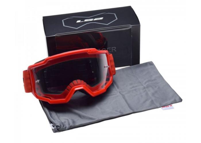 Ochelari cross/enduro/atv LS2, lentila transparenta, culoare rosu