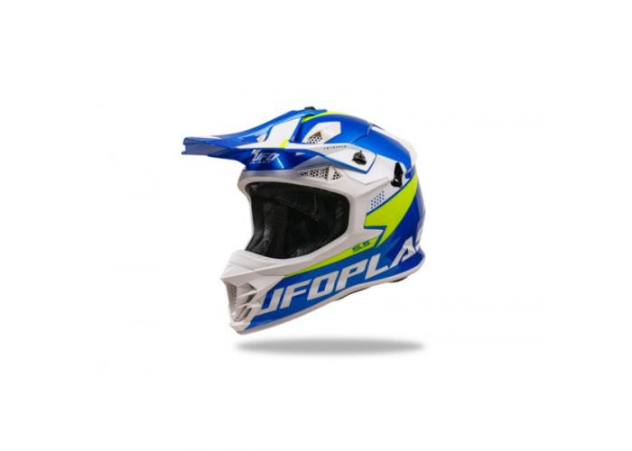 Casca motocross/enduro Ufo Plast Intrepid, culoare albastru/galben, marime XS