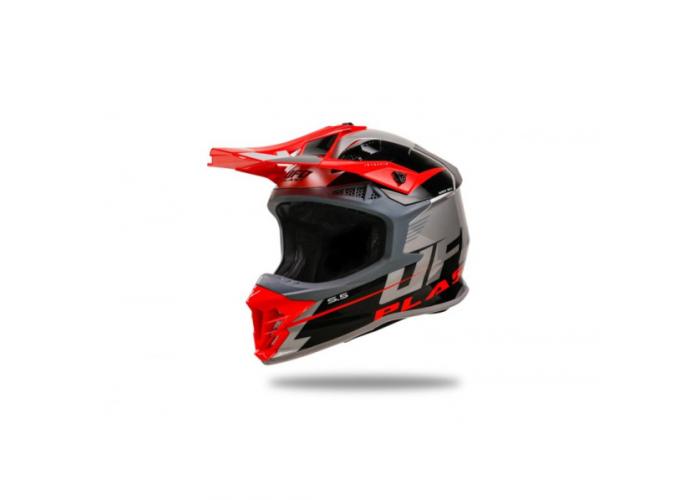 Casca motocross/enduro Ufo Plast Intrepid, culoare gri/rosu, marime L