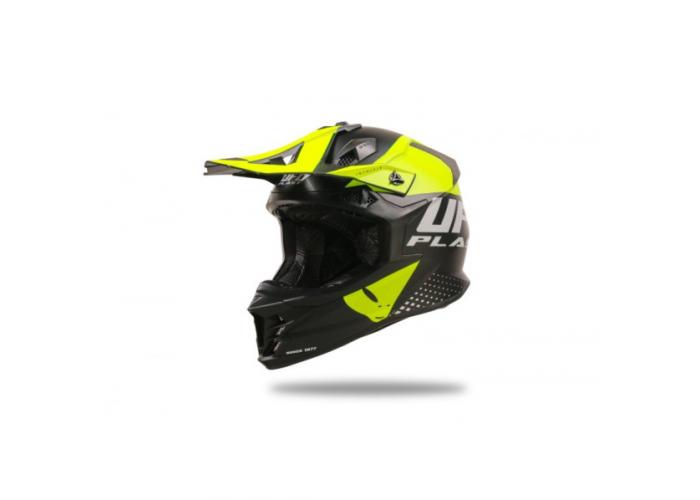 Casca motocross/enduro Ufo Plast Intrepid, culoare negru/galben fluo, marime L