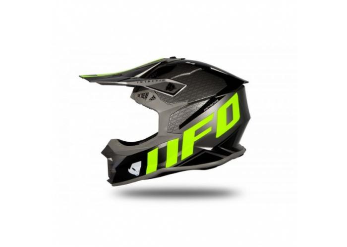 Casca motocross/enduro Ufo Plast Intrepid, culoare gri/verde fluo, marime M