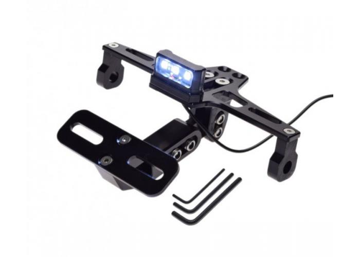 Suport numar + lampa, pentru moto & atv, aluminiu, culoare negru, universal