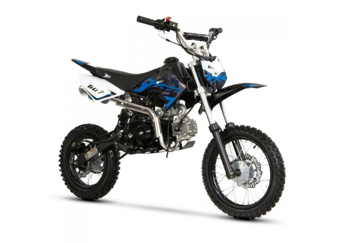 Motocicleta Cross/Enduro copii 4T XTR 607, 125cc, roti 17/14, pornire electromotor, culoare negru/albastru