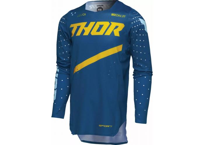 Tricou atv/cross copii Thor SportMode Brave, culoare albastru/galben, marime XL