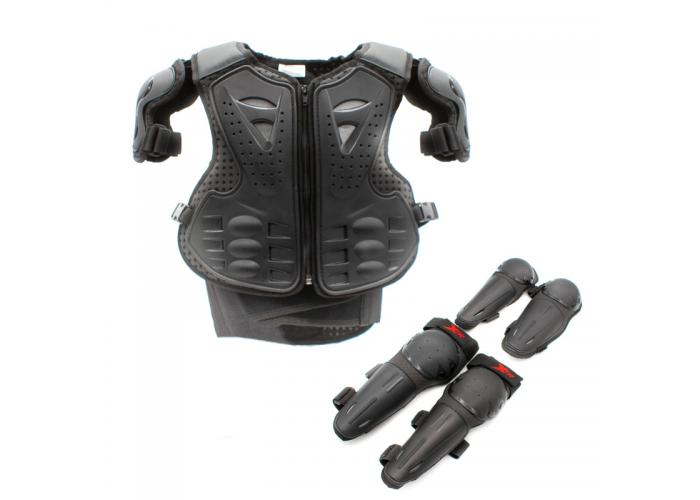 Set protectie corp si genunchi, cross/enduro/atv, copii XTR X2, marime universala, culoare negru