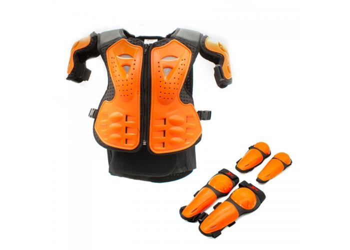 Set protectie corp si genunchi, cross/enduro/atv, copii XTR X2, marime universala, culoare portocaliu