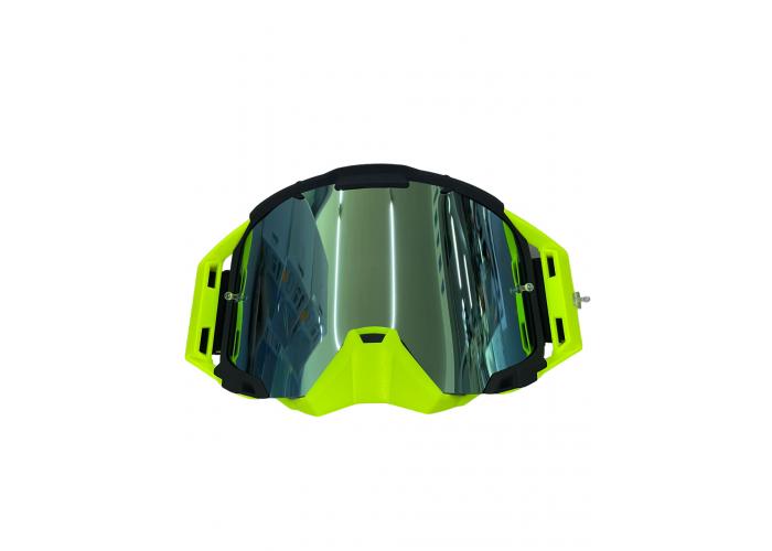 Ochelari cross/atv/enduro, Asix AS3, lentila albastra, culoare rama lime/negru mat