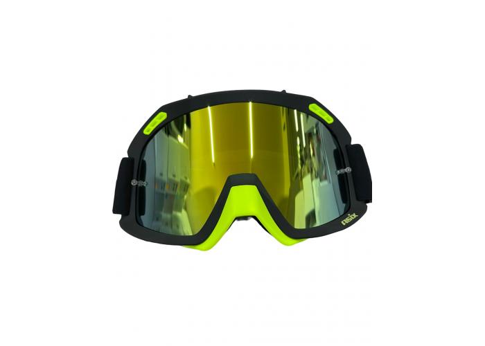 Ochelari cross/atv/enduro, Asix AS2, lentila galbena, culoare rama lime/negru mat