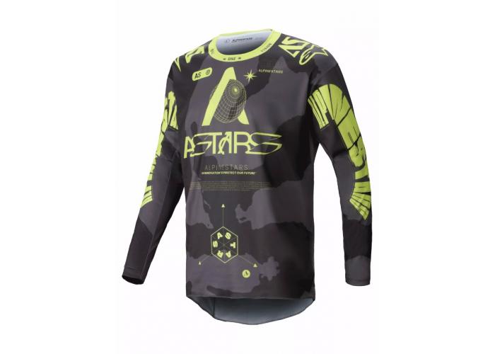 Tricou atv/cross Alpinestars Racer Hollow, culoare gri/galben, marime 2XL