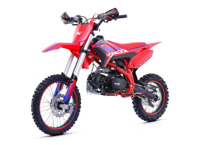 Motocicleta Enduro/Cross Asix Lizzard 125cc, 4T, roti 17"/14", 4 viteze, pornire pedala, culoare rosu/albastru