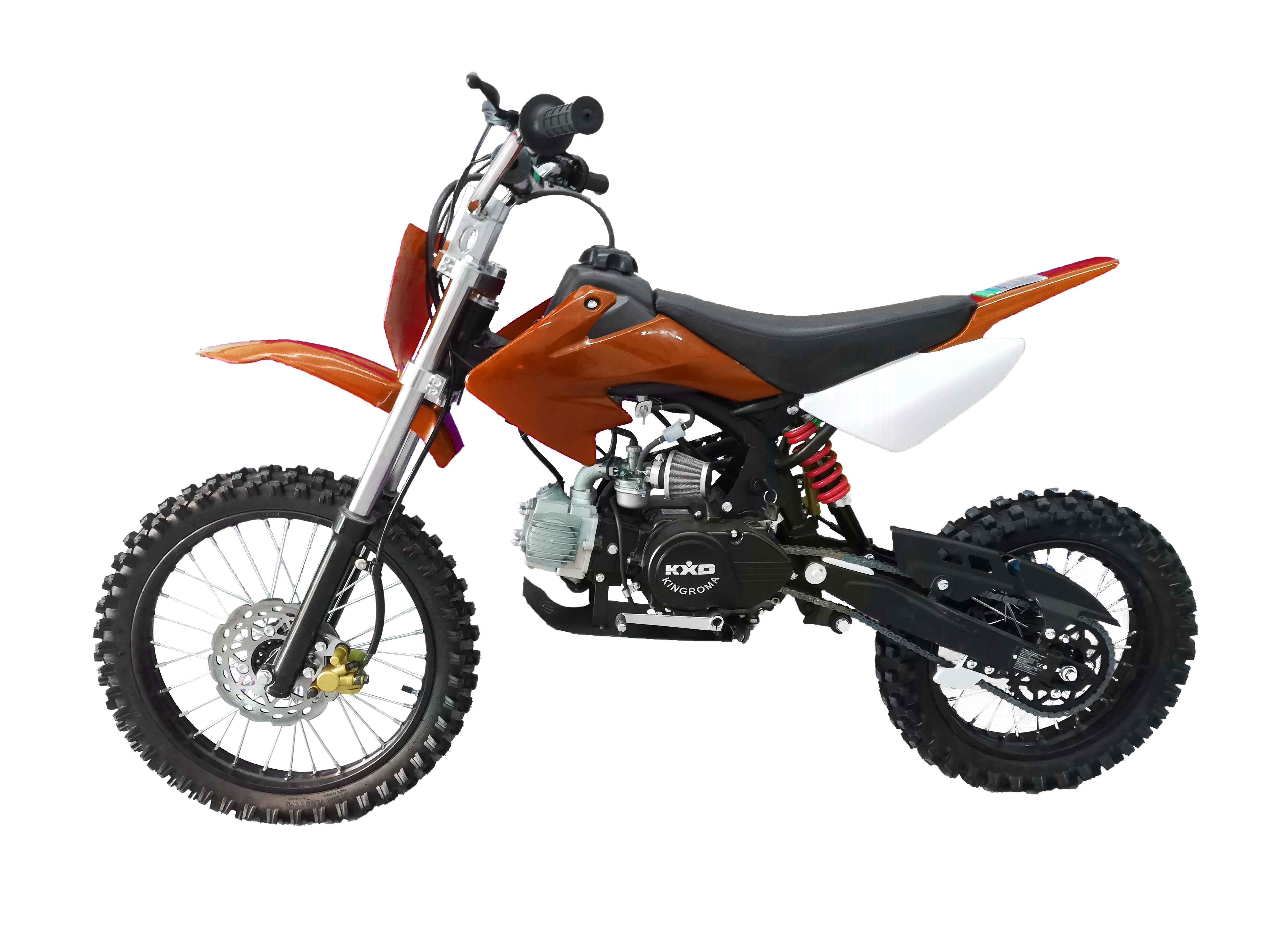 Motocicleta cross copii kxd 125cc db 607 4t roti 17"/14" culoare portocaliu pornire la pedala