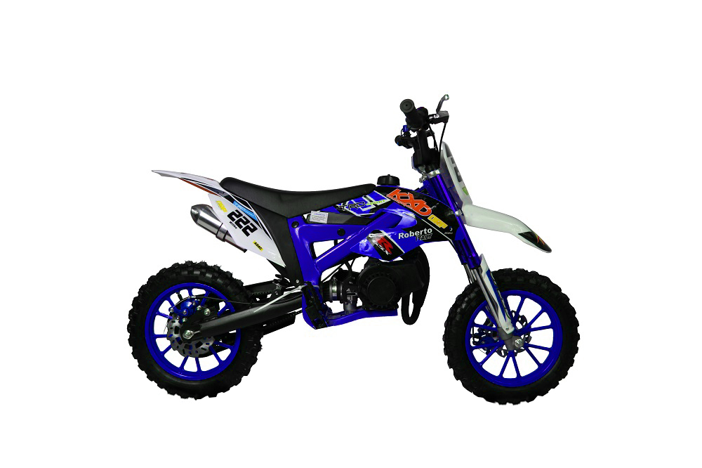 Motocicleta Cross Copii Kxd Pro 706a - 49cc 2t Roti 10" Culoare Alb/ Albastru ,pullstarter