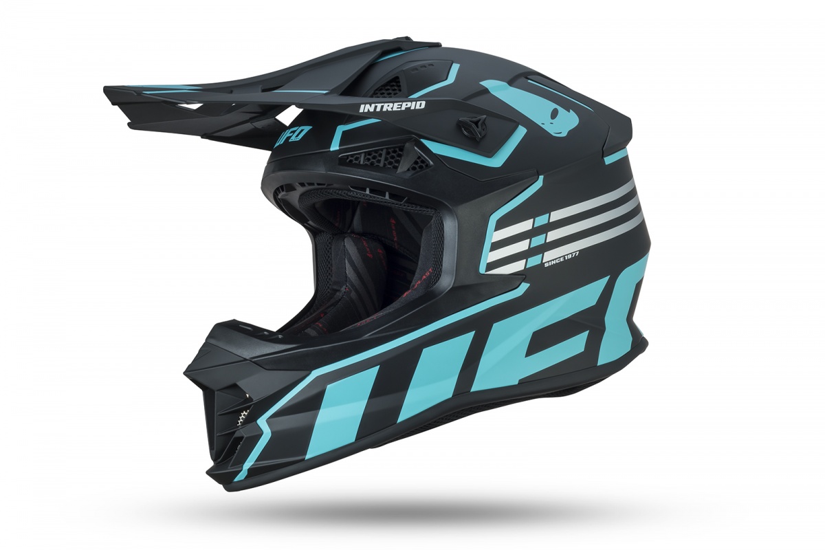 Casca Motocross/enduro Ufo Plast Intrepid, Negru/albastru Deschis, L