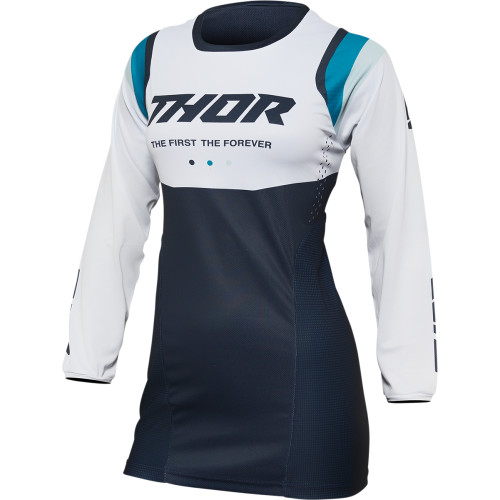 Tricou Atv/cross Dama Thor Pulse Racewear Rev, Culoare Alb/albastru, Marime M