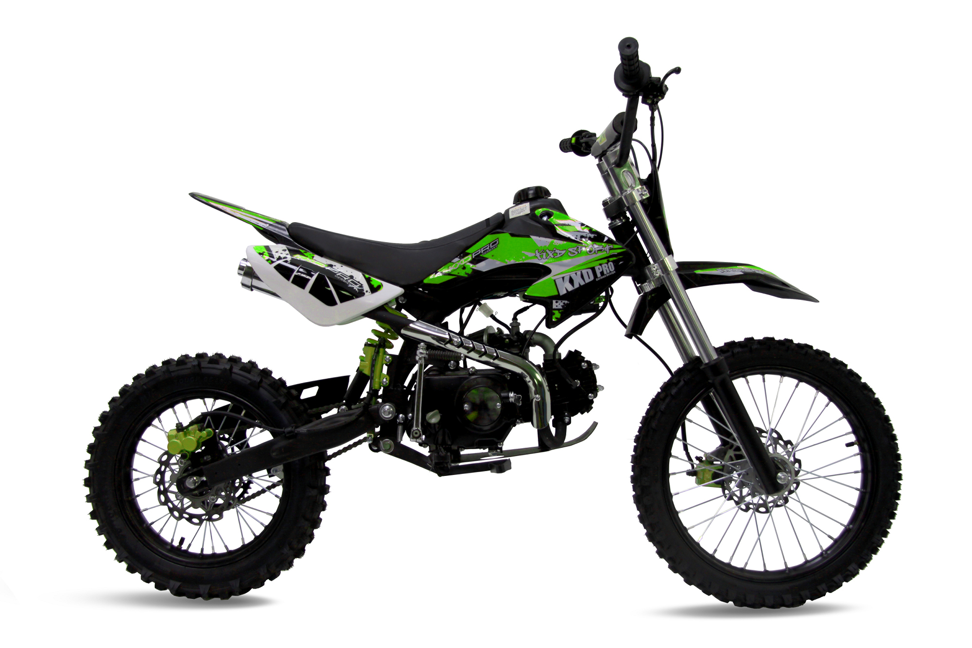 Motocicleta cross copii kxd 125cc db 607m, 4t, roti 14"/12", culoare alb/verde