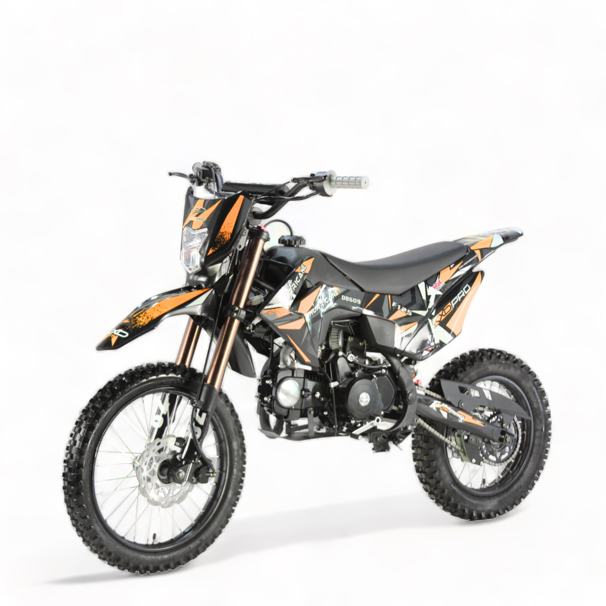 Motocicleta Cross Copii Kxd 125cc Db 609 Pro, 4t, Roti 17"/14", Pornire Pedala, Culoare Negru/portocaliu, Cu Far