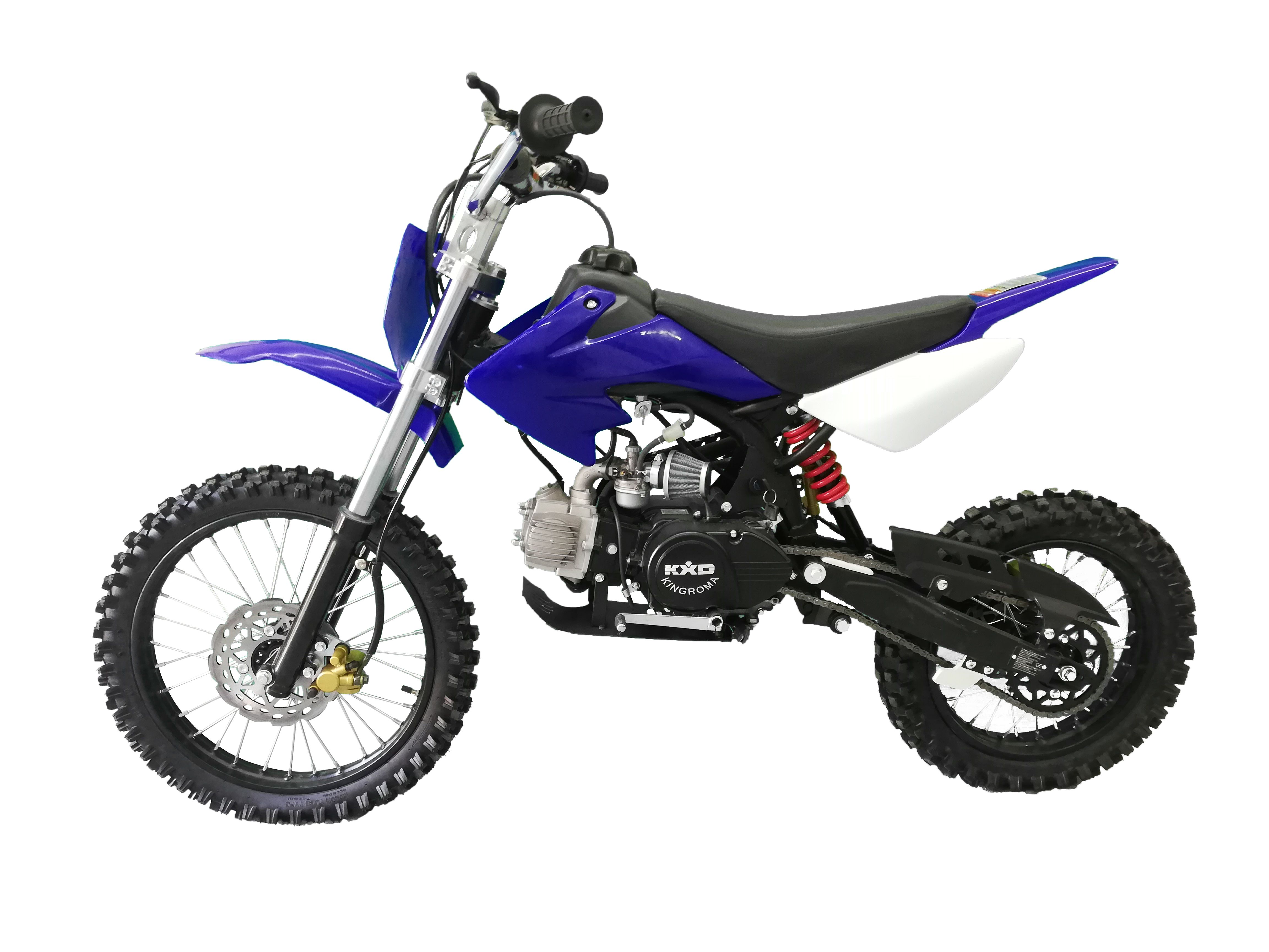 Motocicleta cross copii kxd 125cc db 607 4t roti 17"/14" culoare albastru , pornire la pedala