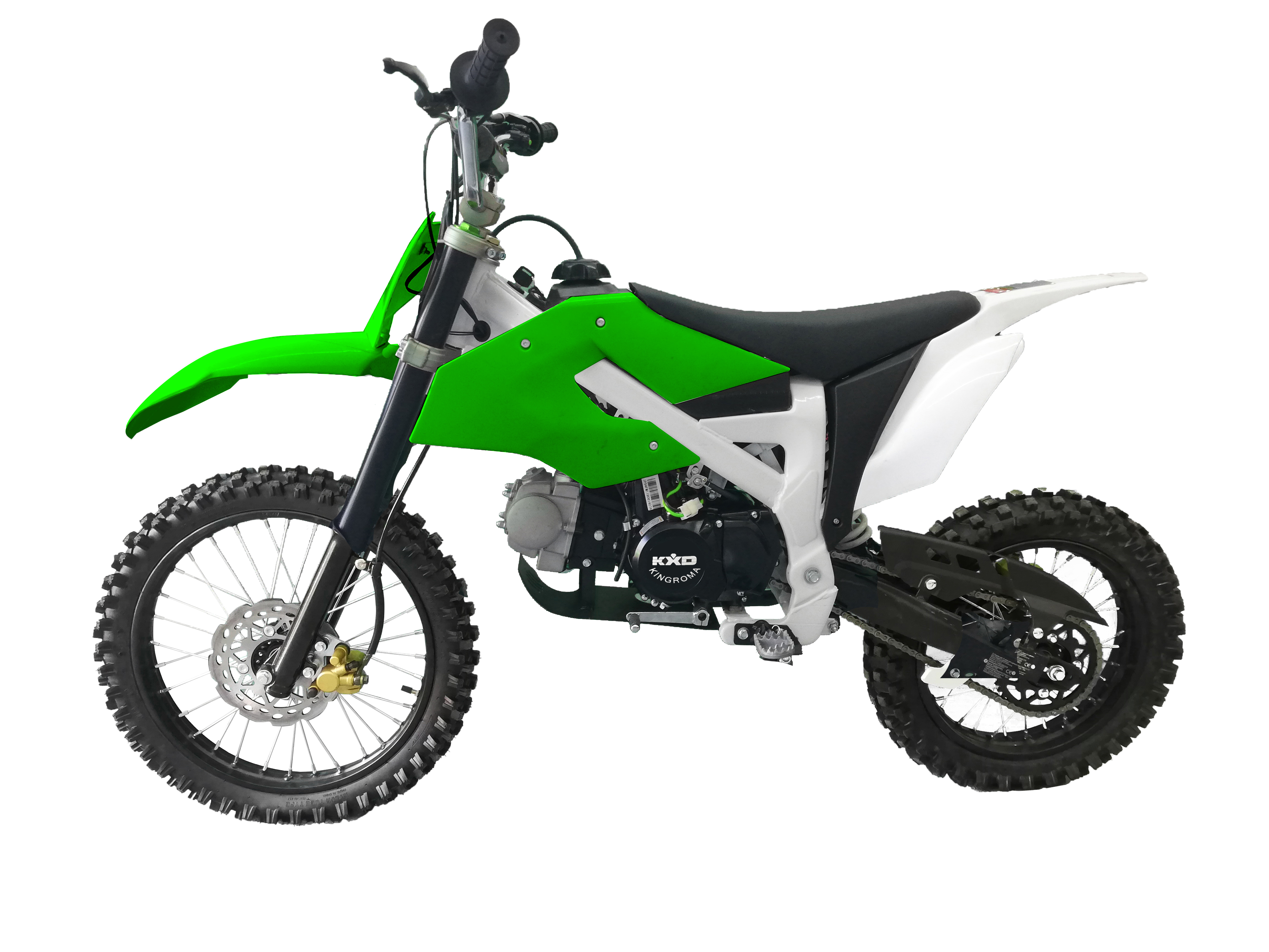 Motocicleta cross copii kxd 125cc db 612 pro 4t roti 17"/14" culoare verde/alb , pornire la pedala 