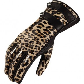 Manusi Moto Dame Piele Icon Catwalk Leopard Culoare Negru Marime S Manusi